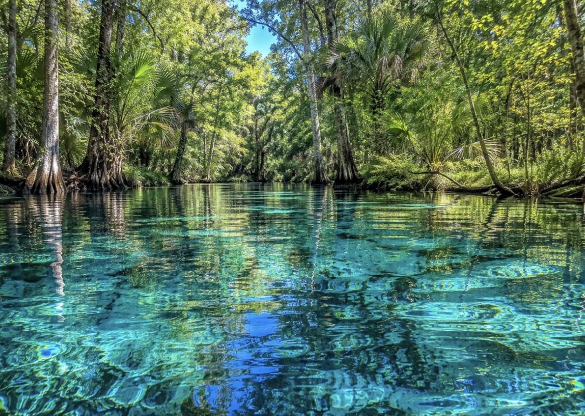 Florida native spring and park ecosystem representing the landscapes Florida Seed Bank works to conserve